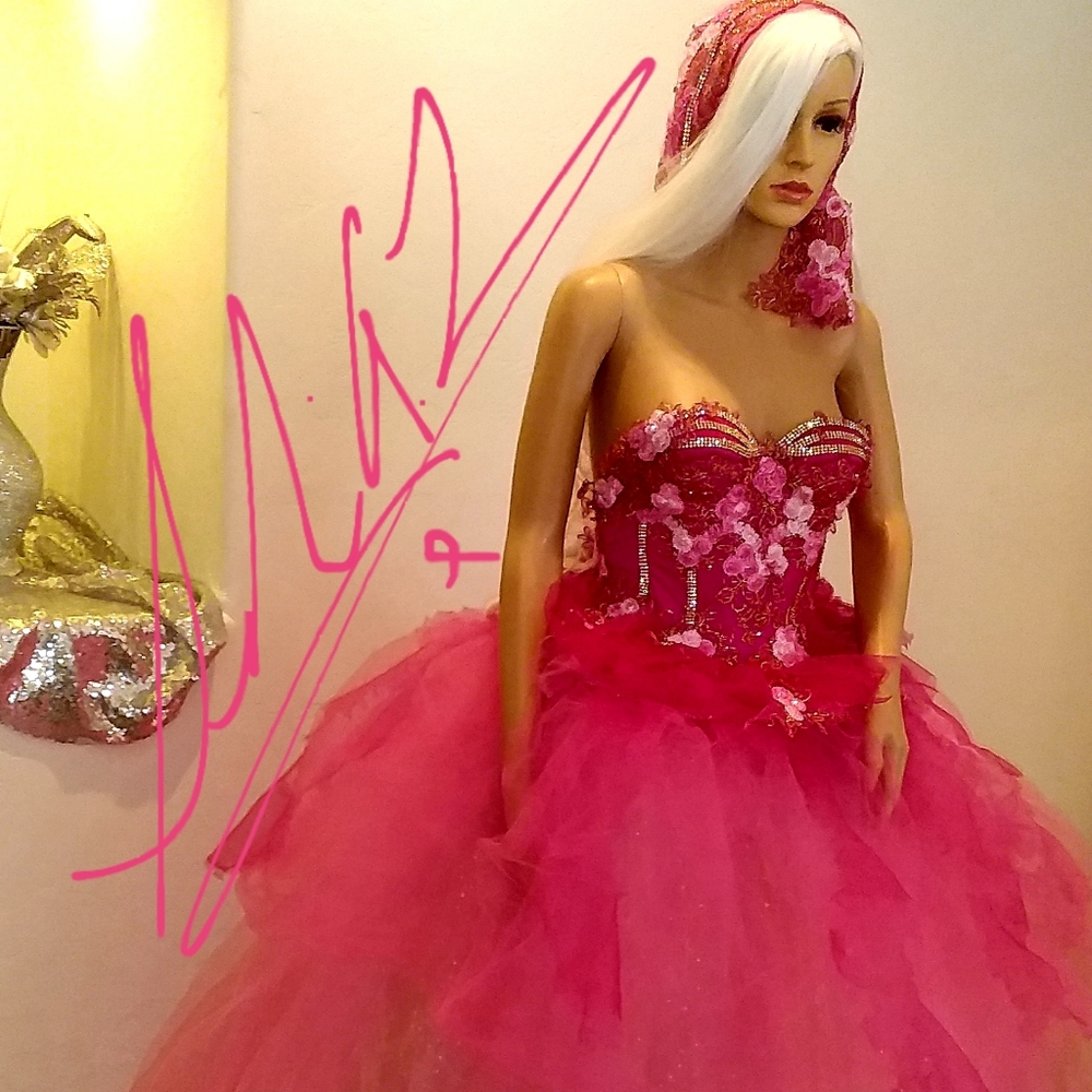 SASHA Fuchsia Pink Wedding Ballgown Set